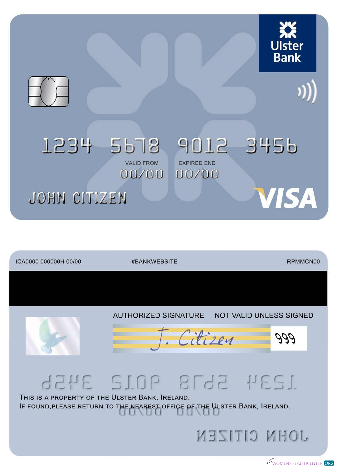 Download Ireland Ulster Bank Ireland visa card Photoshop template